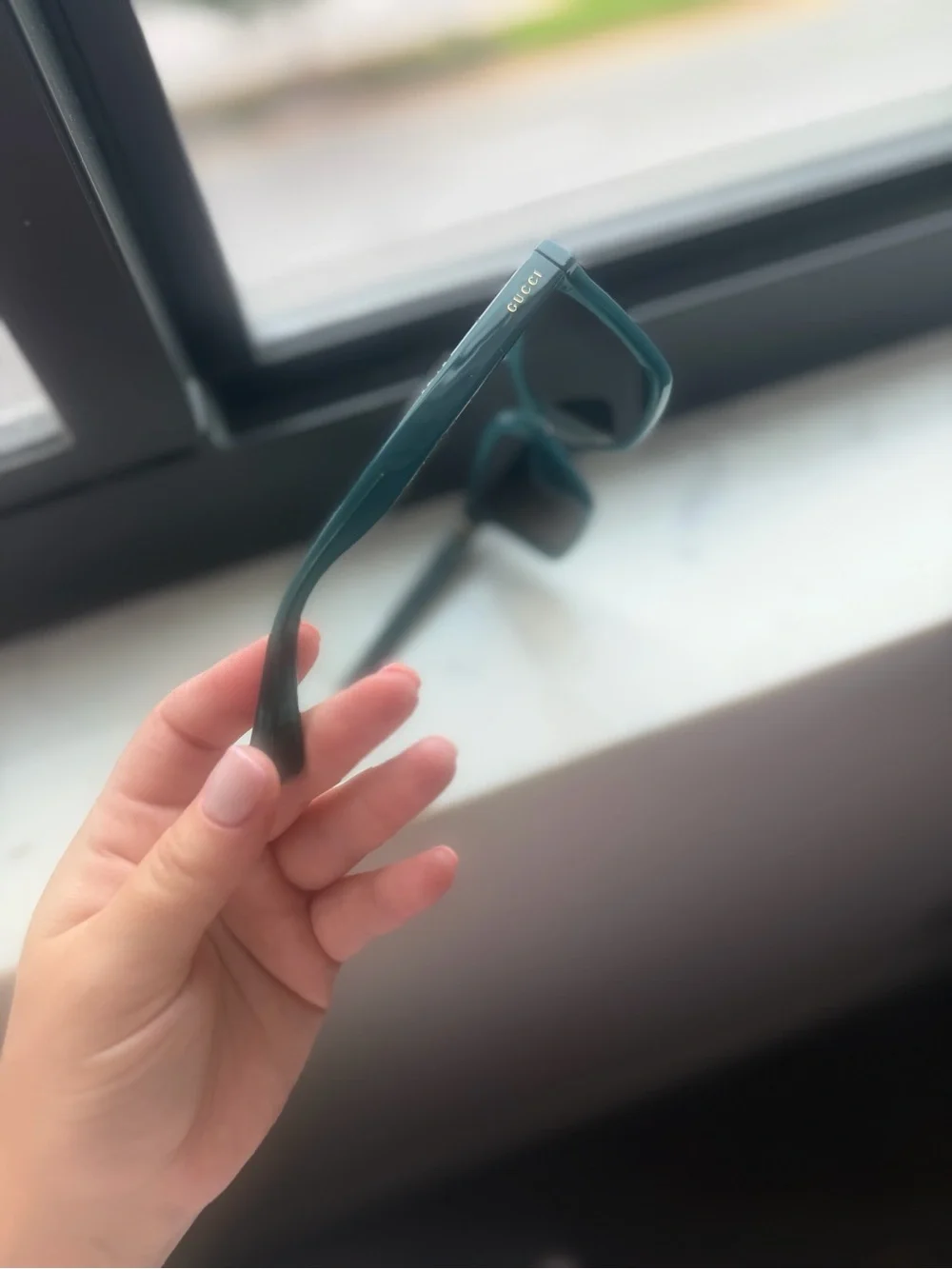 Gucci Teal Square Sunglasses with Brown Lenses